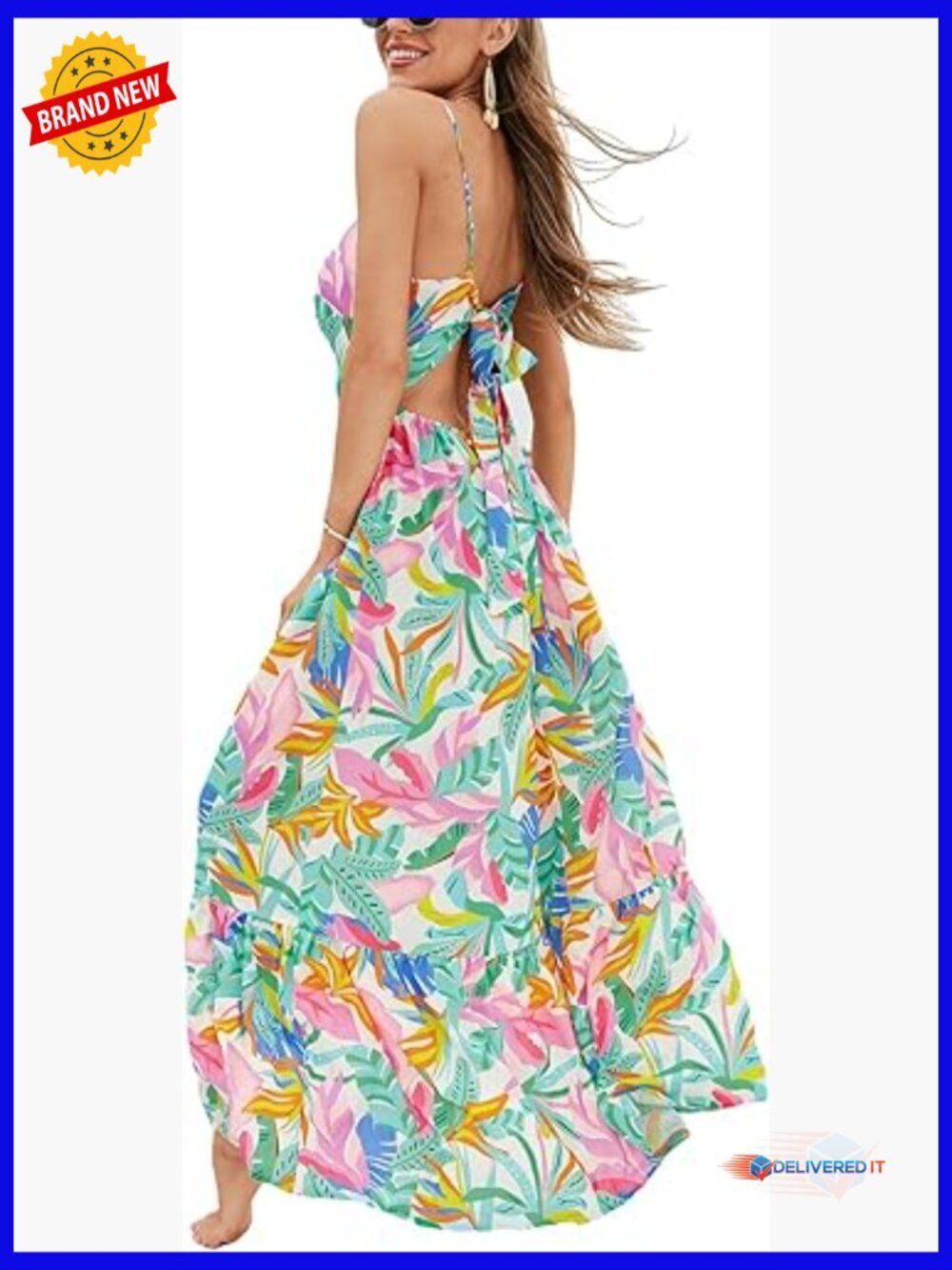 Maxi Dress V-Neck Sleeveless Rayon Casual Summer Long Dress